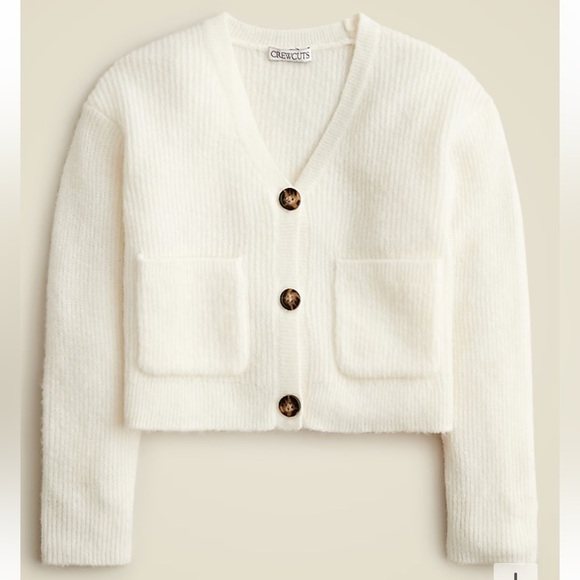 NWT! J.Crew Crewcuts Girls' Ivory cardigan sweater in Supersoft yarn.Size Medium - Picture 1 of 5